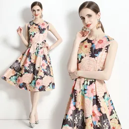 النساء المطبوعات لباس بلا أكيام من الفستان الأزهار 2023 فستان الصيف الخريف فستان الاتجاه المتطور سيدة الفساتين