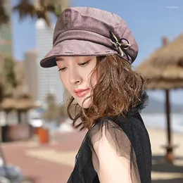 Berets xDanqinx kobiet retro moda sboy cap nowość młodzież HATS 2023 Dekoracja nakłonu prosta vintage beret hatberets