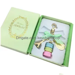 Keychains Lanyards Fashion Aron Cake Party 선물 크리에이티브 키 링 에펠 타워 펜던트 6 스타일 박스 드롭 배달 ACCE DH8KD
