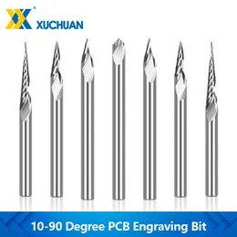 Frigör PCB Gravering Bit 3.175mm Shank V Shape Carving Bits 1090 Degrees Carbide CNC Router Bit tippad 0,1 0,2 0,3 mm 3D Milling Cutter