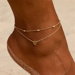 アンクレツヴァガゼブ新しいファッションシンプルなハート女性アンクレットフットジュエリーレッグアンクレットfoot ankle bracelets for women leg chainギフトaa230512