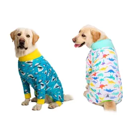 Rompers dinosaurie tryckt hund jumpsuit för hundar flicka/pojke medium stor hund pyjamas hundkläder kostym kläder skjorta Honenden Kleding