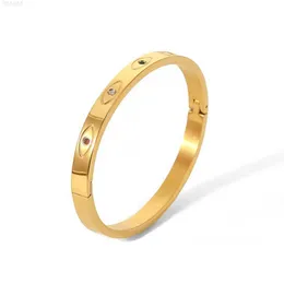 Blank Engraved Women Gemstone Bracelet Bangles Custom 18k Pvd Gold Plated Stainless Steel Devil Eye Jewelry Cuff Bracelet