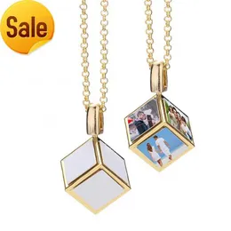 New Metal Custom Sublimation Cube Necklace Blanks Necklace Jewelry