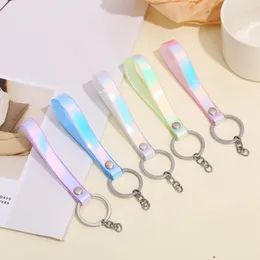 Creative Colorful Laser Leather Rep Keychain PVC Color Changing Par Bag Car Keychain Jewelry Gift in Bulk