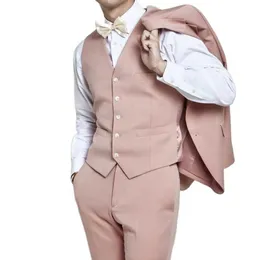 Men's Suits & Blazers Pink Men Slim 3 Piece/Jacket Regular Fit For Wedding Groom Formal Wear Blazer Pants Vest Outfit/Big And Tall Tailor-Ma