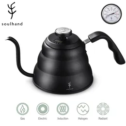 Werkzeuge Soulhand Kaffeekessel 1.2L 1L Edelstahl über Kaffeekanne Wasserkessel Tropfkessel mit Thermometer für Home Office Cafetera