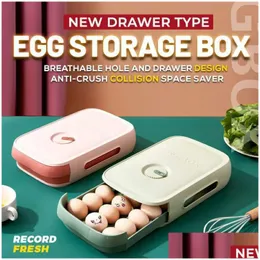 キッチンストレージ組織卵コンテナ家庭用カラーフ積み上げ可能な新鮮な箱冷蔵庫TSHショップドロップデリバリーホームガーデンハウスDHWOE