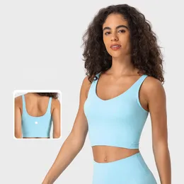 L2054 U Back Women Yoga Tank Topps Soft Fabric stockproof Sports Bh Shirts Fiess Vest Top Sexig underkläder Solid Color Gymkläder med avtagbara koppar