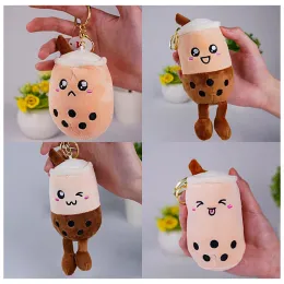 Bubble Tea Cup Boba Plush Keychain Toys Fruit Pendant Animal Key Chain Keyring Wallet Bag Påsa Pendant Barngåvor