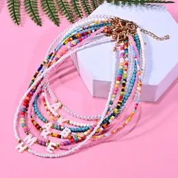 Böhmen Beaded Choker Halsband för kvinnor Kort boutique DIY A-Z Letter Shell Pendant Kvinnliga halskedjor Pärla Party Jewelry 2021