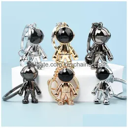 Kleryki Lanyards Duże 3D astronauta robot Spaceman Party Cynk Alloy Jewelry Creative Key Key Holder Pendant Dift Drezno Dhrll