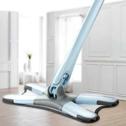 MOPS Flat X-Type Floor Mop med 3 utbytbara tyghuvuden 360 graders Squeeze Mop Handfri Tvätt Hushåll Lazy Mop Home Cleaning Tool 230512