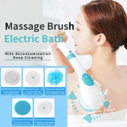 Massager USB Electric Bath Brush Multifunktionell silikon med handtag Automatisk badrengöring Massage Body Brush Waterproof Badrum Brus