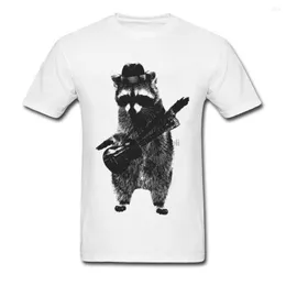 Men's T Shirts Hip Hop Dance Bass Music T-Shirts For Men Raccoon Wielding Ukulele Short Sleeve Pullover Novelty Tshirt 2023 Hipster