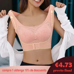 Roupa de ioga Bras plus size para mulheres sutiã sem costura com coleta pad confortável bralette push up brassiere colet dianteiro de fivela de fivela frontal