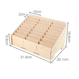 Gereedschap 24 그리드 목재 저장 상자 휴대폰 홀더 데스크탑 주최자 스토리지 박스 휴대 전화 수리 도구 저장 상자