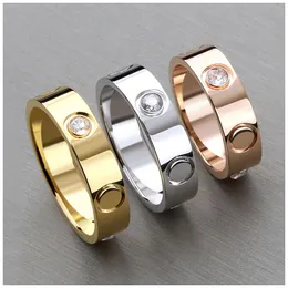 Kärlek Bröllopsring Ring Skruvring 3 Diamanter Ringar För Kvinnor Förlovningsringar Smycken För Man Modesmycken Bague Mariage Bijoux Luxe Femme Schmuck Anello Anelli