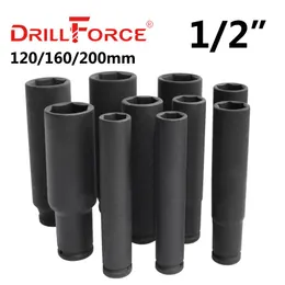 連絡先DRILLFORCE 1746mm 1/2 "ドライバーインパクトレンチソケット120/160/200mm深いアダプターカー自動トラックタイヤ修理空気圧ツール