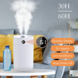 Humidifiers 3000ML Air Humidifier Aroma Diffuser With Humidity Display USB Large Capacity Home Smart Essential oil Diffuser With Soft Lamp