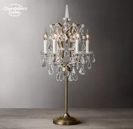19th C. Rococo Clear Crystal Table Lamps 빈티지 LED 흰 황동 책상 조명 거실 연구 침실 실내 조명