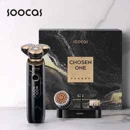 Shavers Soocas S32 Electric Tıraş Makinesi Auto Razor Man Tıraş Makinesi LED IPX7 Su Geçirmez 360 3Blade Tasarım Tıraş