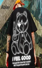 Cartoons de manga curta de verão camiseta de grandes dimensões camiseta homens wemen hip hop t camisetas ursas estamadas de casas roupas de rua de rua 2205128191577
