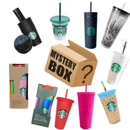 Chanceux mystère boîte 710 ML Starbucks Tasses Avec Couvercle Mignon Bureau Simple Tasse À Café Résistant À La Chaleur Grande Capacité Tasses D'eau213z