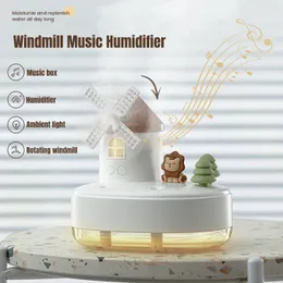 Appliances 650ml Windmill Double Spray Nozzle Wireless Air Humidifier LED Light Music Box USB Portable Aroma Essential Oil Diffuser