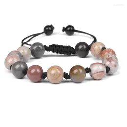 Strand Colorful Picture Stone Braid Bracelet 8mm Natural Bracciali Handmade Healing Yoga per uomo Donna Girl Jewelry Gift