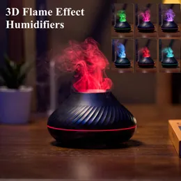 Apparater luftfuktare 3D -flameffekt luftfuktare aromaterapi diffusorer doft av eteriska oljor fuktadificador med färgglada ljus