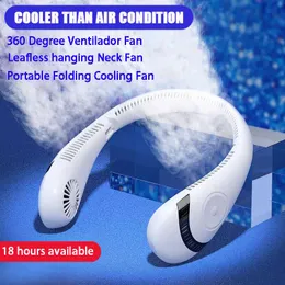 Fans Portable Leafless hanging Neck Cooling Fan 360 Degree Ventilador Fan USB Rechargeable Mini Fan Folding Sports Hanging For Travel