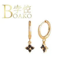 Hoopörhängen Huggie Boako 925 Sterling Silver för kvinnor Snöflinga svart zirkonörhängen Hoops Earings Luxury S925 Jewelry Pendientes