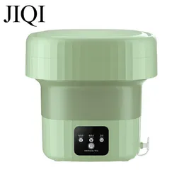 Machines JIQI 6L Folding Clothes Washing Machine Electric Barrel Laundry Washer Sock Baby Clothes Cleaner For Underwear With Dryer Bucket