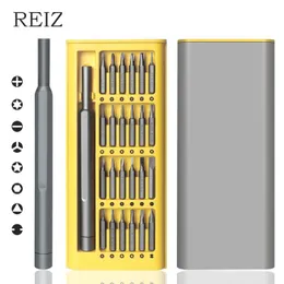 Schroevendraaier Reiz Precision Skruvmejseluppsättning 25 i 1 Magnetic Torx Hex Phillips Skruvmejselbitar Kit för DIY Hushållens telefonreparationsverktyg