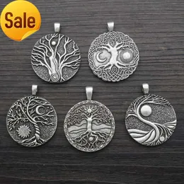 Fashion Alloy Yggdrasil Pendant Tree Of Life Necklace Sun Moon Yin Yang Jewelry For Men Women