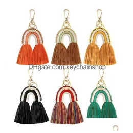 Anahtar Halkalar Gökkuşağı Kolye Zinciri Partisi Arts and Crafts Pubsels Bag Ring Fashion Fashion Renk Çantaları Dekorasyon Damlası Dağıtım Takı Dhuou