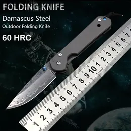 Chris Reeve Damascus Steel Survival Folding Knife Titanium Alloy Handle Tactical Military Hunting Camping EDC Pocket Knives 085