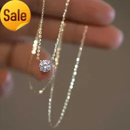 Elegant 14K Gold 0,2 CT Diamond Necklace S925 Sterling Silver Diamond Solitaire Necklace For Women