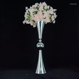 Party-Dekoration, 12 Stück, Hochzeit, Metall-Blumenvase, hoher Goldständer, Herzstück für Hochzeitstisch, Trompete, Yudao1437