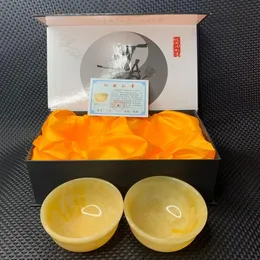 Teaware natural amarelo jade xícaras de chá saúde teaset presentes esculpidos à mão real chinês jades pedra kung fu teaware doméstico gongfu teaware