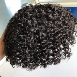MEN TOUPEE 6mm Wave Curly Full Lace Unit Malaysian Virgin Human Hair交換システムヘアピース高速配信256S