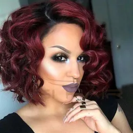 Synthetic Wigs for Black Women Red Wig African American Short Wigs Natural Cheap Curly Hair Heat Resistant Wig for Women 186d