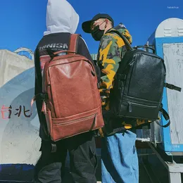 Backpack 2023 Fashion Trend PU Leather Men's grote capaciteit buitenreis laptop computer Rucksacks Studenten Schoolbag