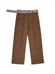Pantaloni da uomo LEONSENSE 2023 Winter Warm Streetwear Uomo Business Casual Wear Pantaloni da uomo larghi marroni vintage per ufficio
