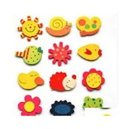 Fridge Magnets Cartoon Animal Plant 35Cm Magnetic Sticker Wooden Letter Stickers Magnetics Poster Sun Phone Decorative Board 0 1Xs C Dhesx