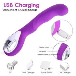 Vibrators 10 Speeds Silicone USB Rechargeable Waterproof AV Wand massager G Spot Powerful Erotic Clit Vibrator Sex Toy for Women 1120