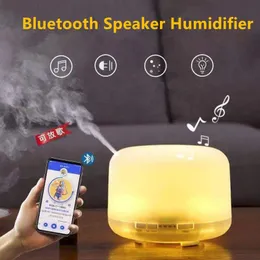 スピーカーBluetoothスピーカー加湿器500mlエレクトリックアロマエッセンシャルオイルディフューザー超音波クールミストメーカーフォッカーナイトライトホーム