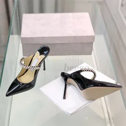 2023 فاخرة Bing Women Dress Shoes London High High High High Cheels Womens Crystal Strap Pumps Designer Lady Patent Suede Keed Sandals with Box Classic Ladies Wedding Shoesal