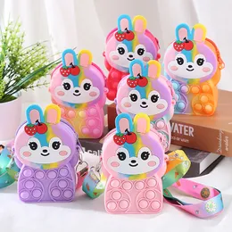 Rabbit Children Silica Gel Coin Purse Candy Jelly Storage Bag Hand Pinching Bubbles Pussel Dekompression Crossbody Package